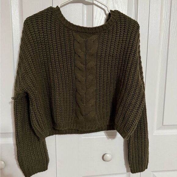 Rue21 Olive Green Cropped Cable Knit Sweater – XS/Small - Picture 1 of 3